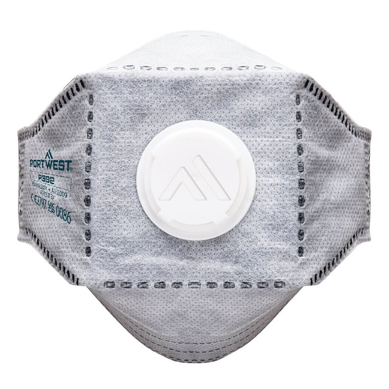 Portwest Masque EAGLE Respiratoire FFP3  plat pliable en carbone avec valve (Paquet de 10 pièces)